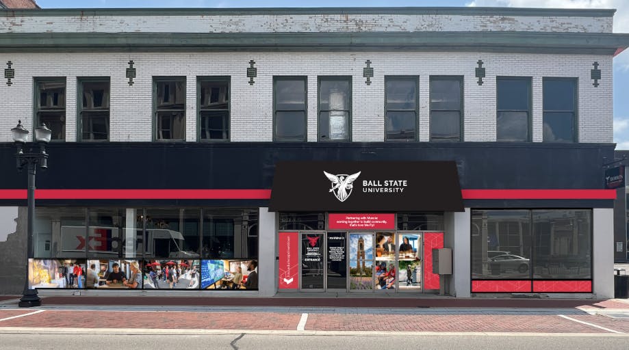 The new facade and branding on the old Columbia Theatre Building 

Photo courtesy of the College of Architecture 