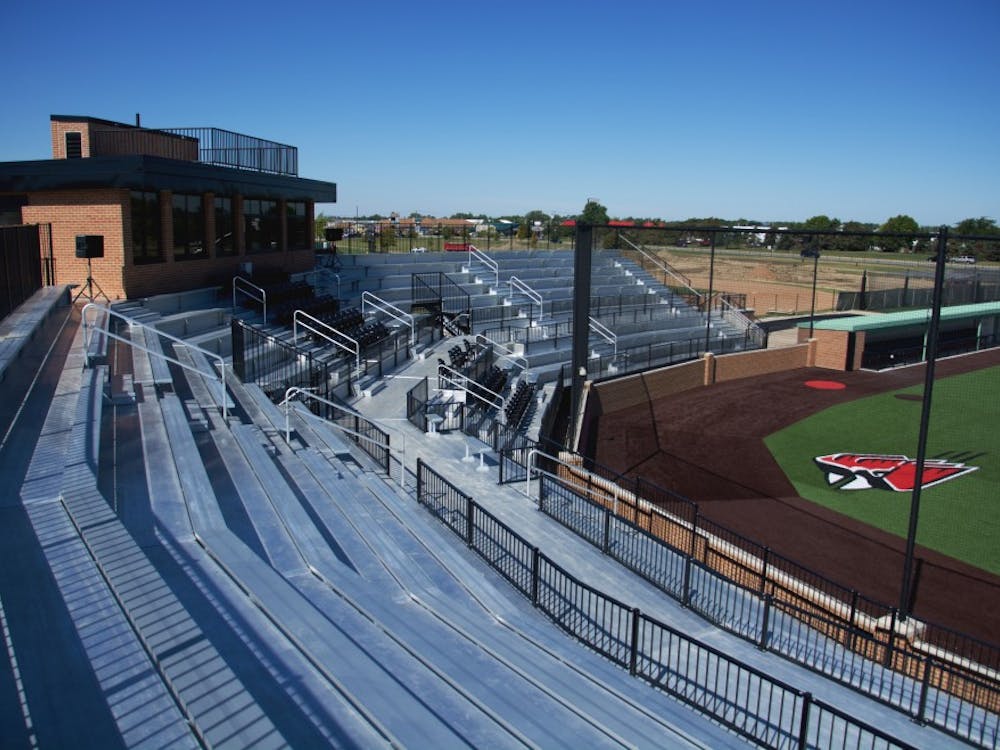 Ball State will spend more than $1 million will be spent on renovations for the First Merchants Ballpark Complex. The Ball Diamond started renovations in late May to update the grandstands. DN PHOTO SAMANTHA BRAMMER