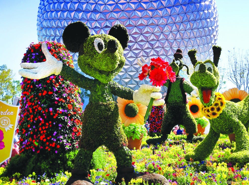Mickey, Goofy and Pluto are among the topiaries that welcome guests at the entrance of the 2018 Epcot International Flower &amp; Garden Festival, March 2018. “Entrepreneurship A Disney Way” was written by Michael Goldsby and Rob Matthews, directors at the institute for entrepreneurship and free enterprise at Ball State. Joe Burbank, TNS PHOTO