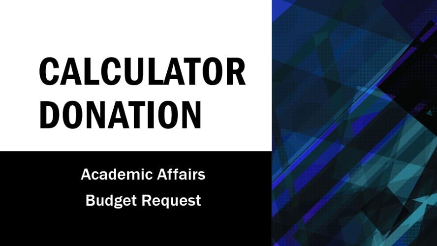 Student Government Association (SGA) senator Davis Odom presents his calculator donation request at the SGA Zoom meeting Nov. 4, 2020. The amendment passed 34-1, with four abstentions, and will allow students to rent calculators for courses they won&#x27;t need to keep a calculator for afterward. Maya Wilkins, Screenshot Capture