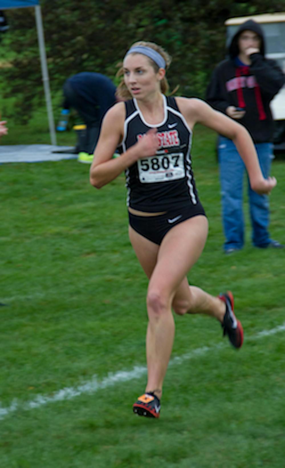 DN PHOTO EMMA FLYNN Senior MaryKate Mellen won first place Friday afternoon during the Ball State Invitational at Elks Country Club. This race was a career-best for Mellen with a time of 18:08:70