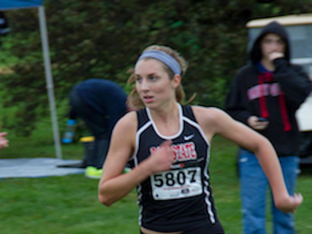 DN PHOTO EMMA FLYNN Senior MaryKate Mellen won first place Friday afternoon during the Ball State Invitational at Elks Country Club. This race was a career-best for Mellen with a time of 18:08:70