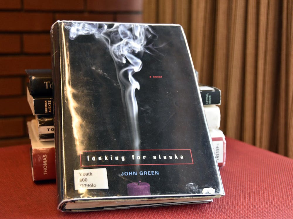 "Looking for Alaska" by John Green posed on Sept. 29 on the second floor of Bracken Library. The book has been contested for LGBTQ content and claims that it's "sexually explicit." Ella Howell, DN