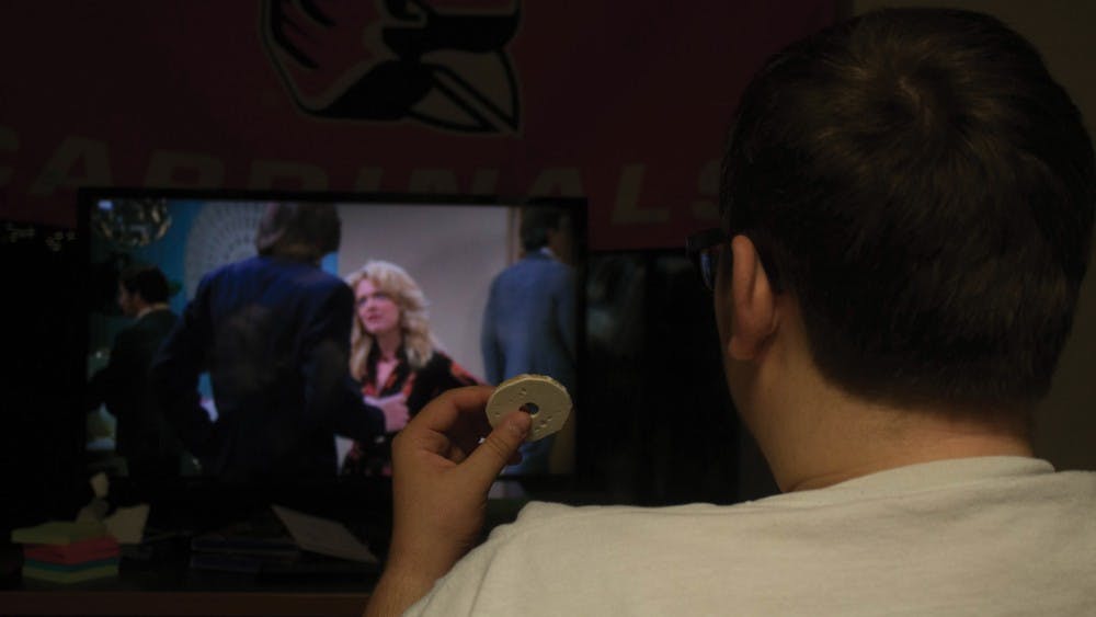 Freshman Jacob Samuelson, watches That 70's Show, Monday, Sept. 10, 2018, in Botsford/Swinford Hall. Ball State plans to get rid of campus cable. Alex Straw,DN