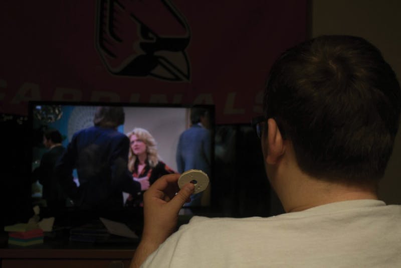Freshman Jacob Samuelson, watches That 70's Show, Monday, Sept. 10, 2018, in Botsford/Swinford Hall. Ball State plans to get rid of campus cable. Alex Straw,DN