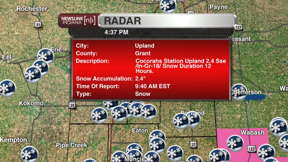 Snowfall report of 2.4" from Upland in Grant county. 