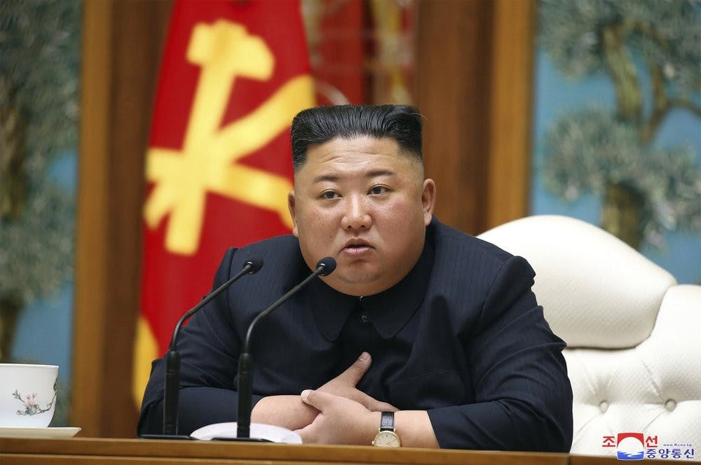 North Korean leader Kim Jong Un attends a politburo meeting of the ruling Workers' Party of Korea April 11, 2020, in Pyongyang. Unification Minister Kim Yeon-chul told a closed-door Seoul forum on April 26 that South Korea has “enough intelligence to confidently say that there are no unusual developments” in North Korea that back up speculation about Kim Jong Un's health. (Korean Central News Agency/Korea News Service via AP, File)