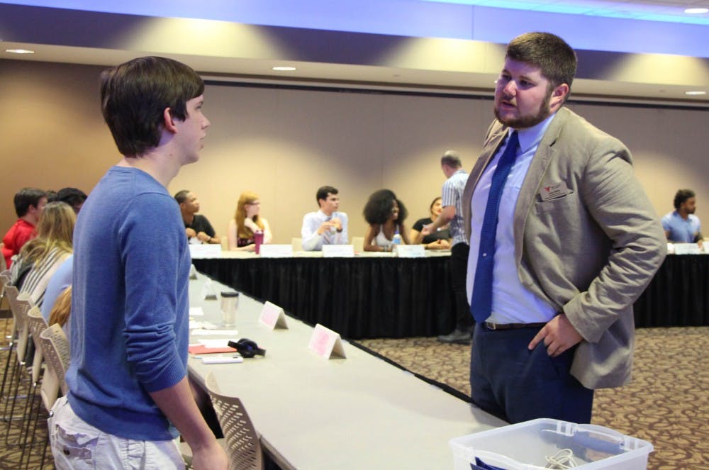Senators discuss potential legislation at SGA student senate Wednesday, September 5. Senators chose to join one of six committees that help pass legislation. Liz Rieth, DN