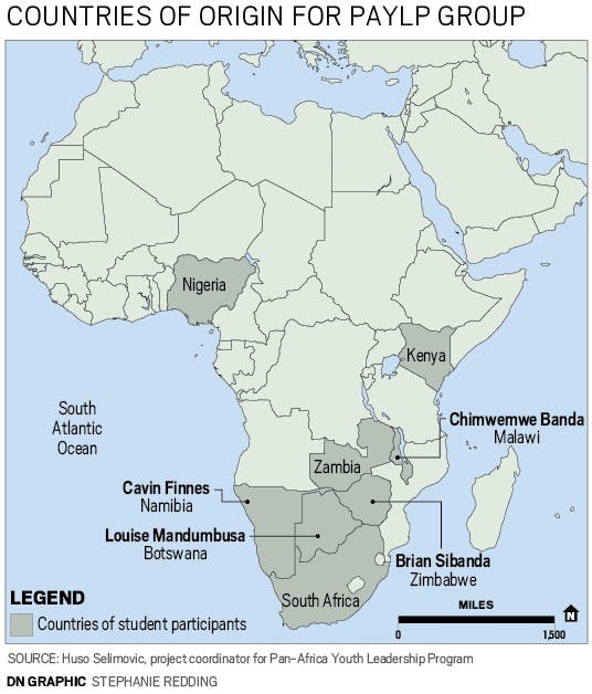 Students from Africa visit Ball State to learn about leadership. The 72 students are from several sub-Saharan Africa and scored the highest on a youth council exam in order to travel to the U.S. through the Pan-Africa Youth Leadership Program. 
