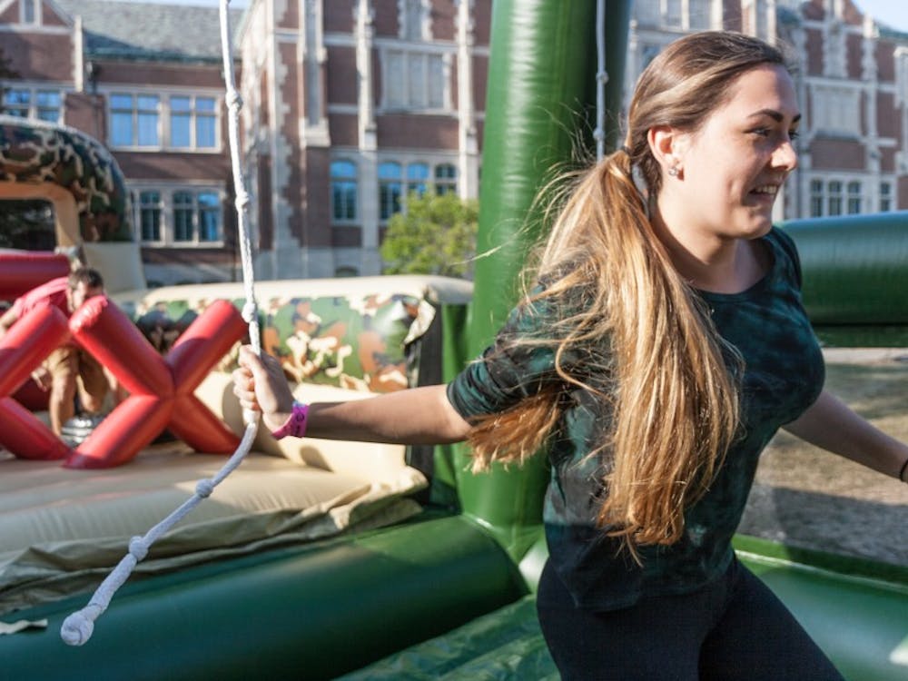 The Quad Bash took place on Aug. 25 in the Quad.  There were free pizza, cookies, drinks, frozen treats and shirts to tie-dye. Students could also go one five different inflatable activities.