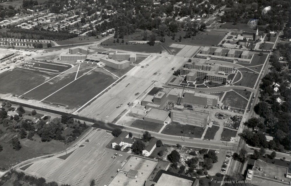 <p>The Lost Muncie Facebook group shares an aerial photo of Ball State's Teacher's College in September of 1962. The group was created eight years ago to&nbsp;allow community members to share memories, learn more and reminisce about the city. <em>Jeff Koenker</em><em style="background-color: initial;">&nbsp;// Photo Provided</em></p>