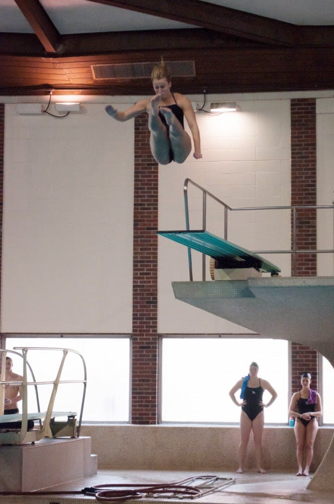 Ball State sophomore diver Madie Zirzow competes in the diving competition on day two of the Doug Coers Invitational at Lewellen Aquatic Center. DN PHOTO KATIE GRAY