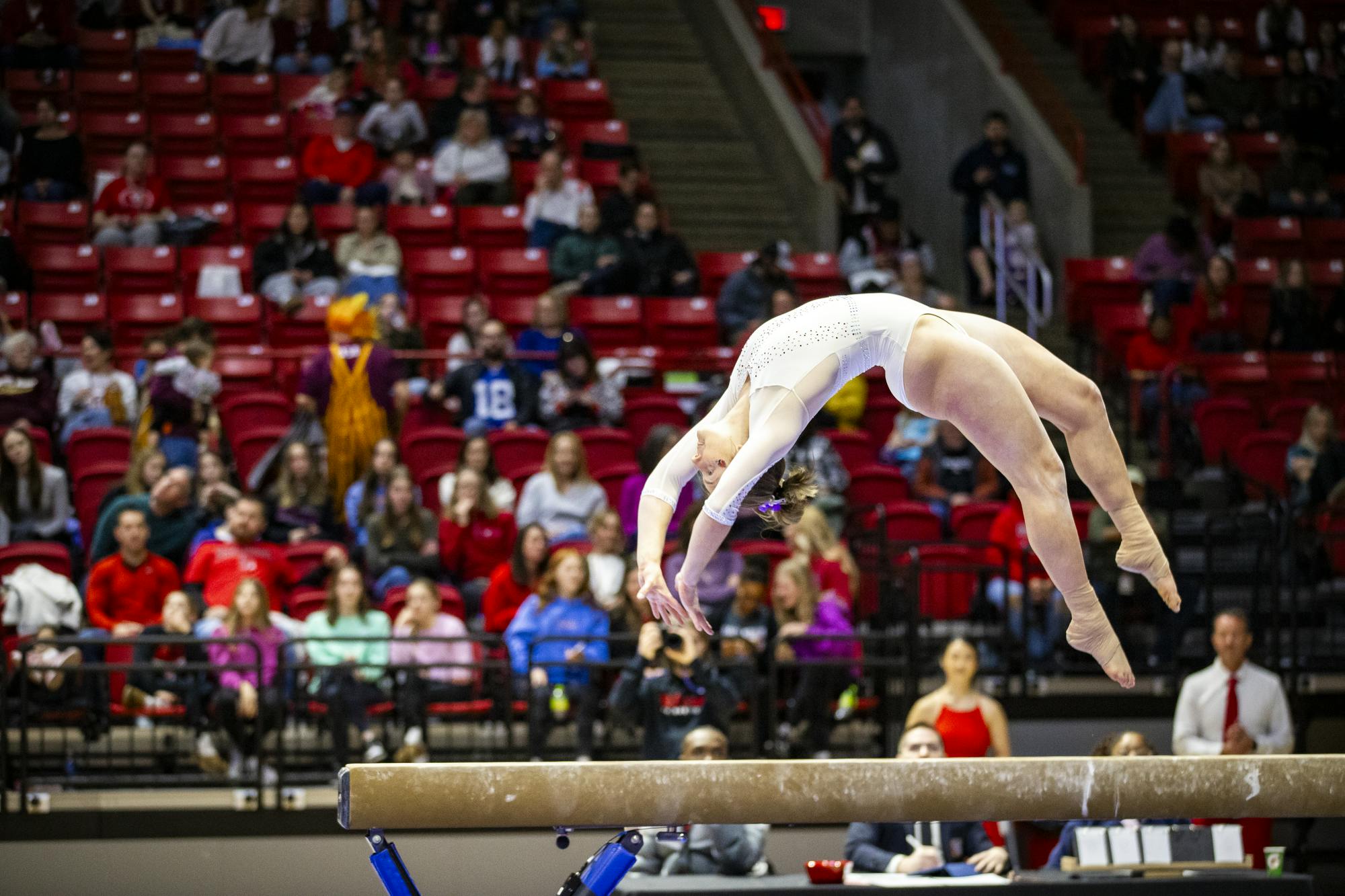Gymnastics vs Central Michigan on Feb 9, 2025. Photo by Samantha Blankenship/Ball State University.