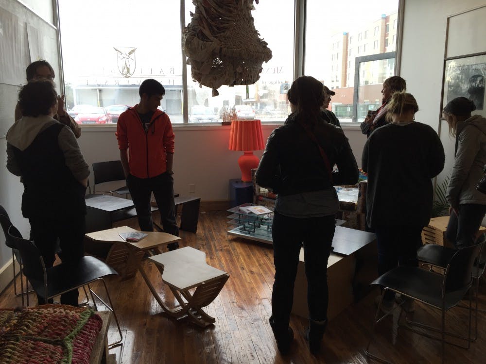 Many Ball State organizations were a part of the ArtsWalk 2015. Three architecture graduate students had their "Narrative Tables" on display at the ArtsWalk. DN PHOTO MARGO MORTON