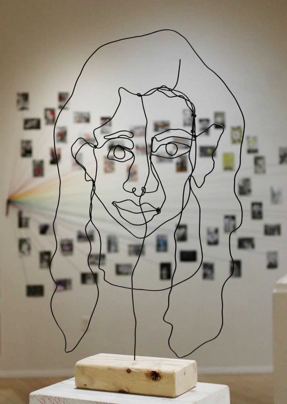 A Wire Self-Portrait made by Rachel Baker sits at the Art Exhibit Aug. 18 in the Art and Journalism Building. The Self-Portrait was made in ADS 102, 3D Foundations during the Spring 2022 semester. Amber Pietz, DN