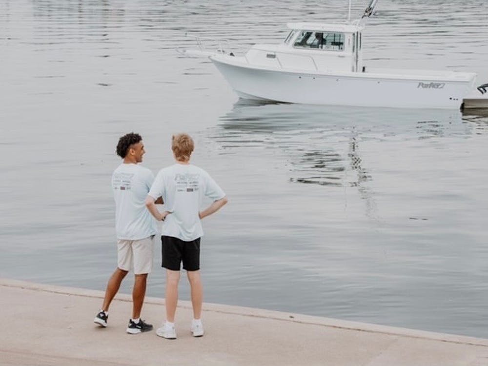 Eddie Gill IV (left) and Justin Shupe (right) stand at Dress Plaza in Evansville, Indiana on the morning of their sendoff for "Journey for a Cause." The trip concluded June 10 at Juana’s Pagodas in Navarre, Florida. Eddie Gill IV, Photo Provided