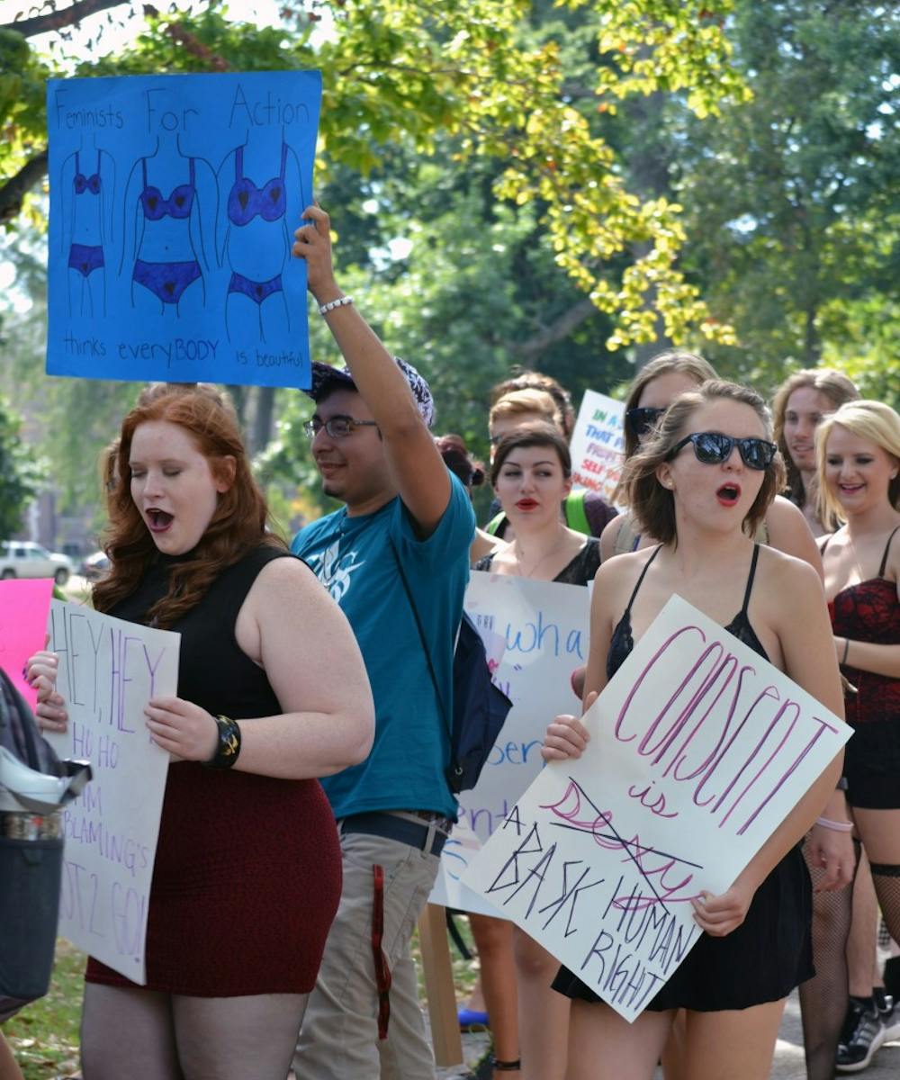 The third annual Ball State Slut Walk took place on Friday, Sept. 25. Over 150 students marched together through the campus to promote their human rights. 