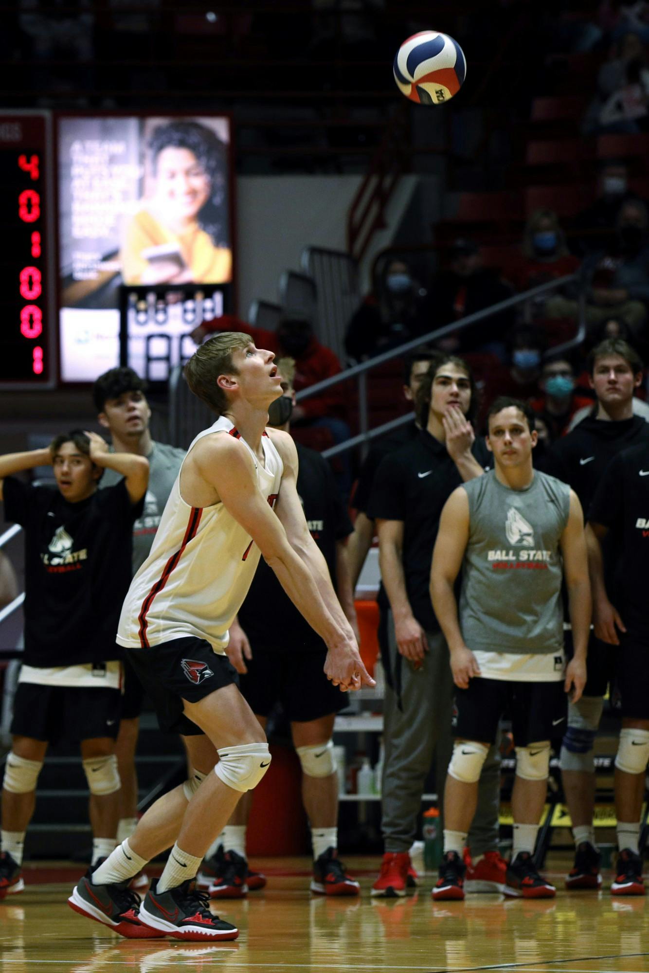 Kaleb Jenness hits the ball against Hawaii on Jan. 29, 2022, at Worthen Arena in Muncie, IN. Jenness had 19 kills during the game. Amber Pietz, DN