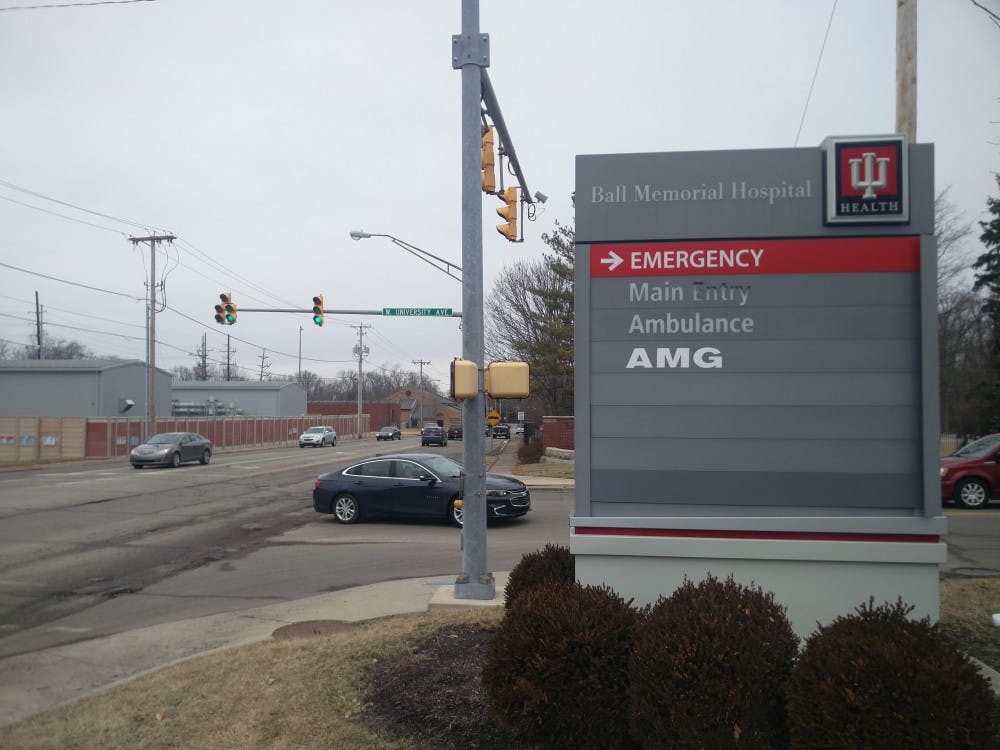 A car turns east onto University Avenue from Tillotson Avenue Feb. 23, 2019, near the IU Health Ball Memorial Hospital. From March 11-27, 2019, the southbound lane of Tillotson Avenue will be closed from the substation south to the University Avenue intersection. Rohith Rao, DN