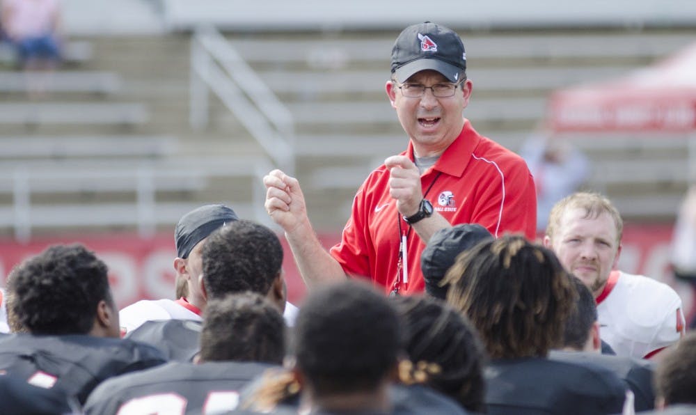 The Ball State football team hosted it's spring game on April 18 at Scheumann Stadium. Family members and friends were welcomed onto the field after the game.