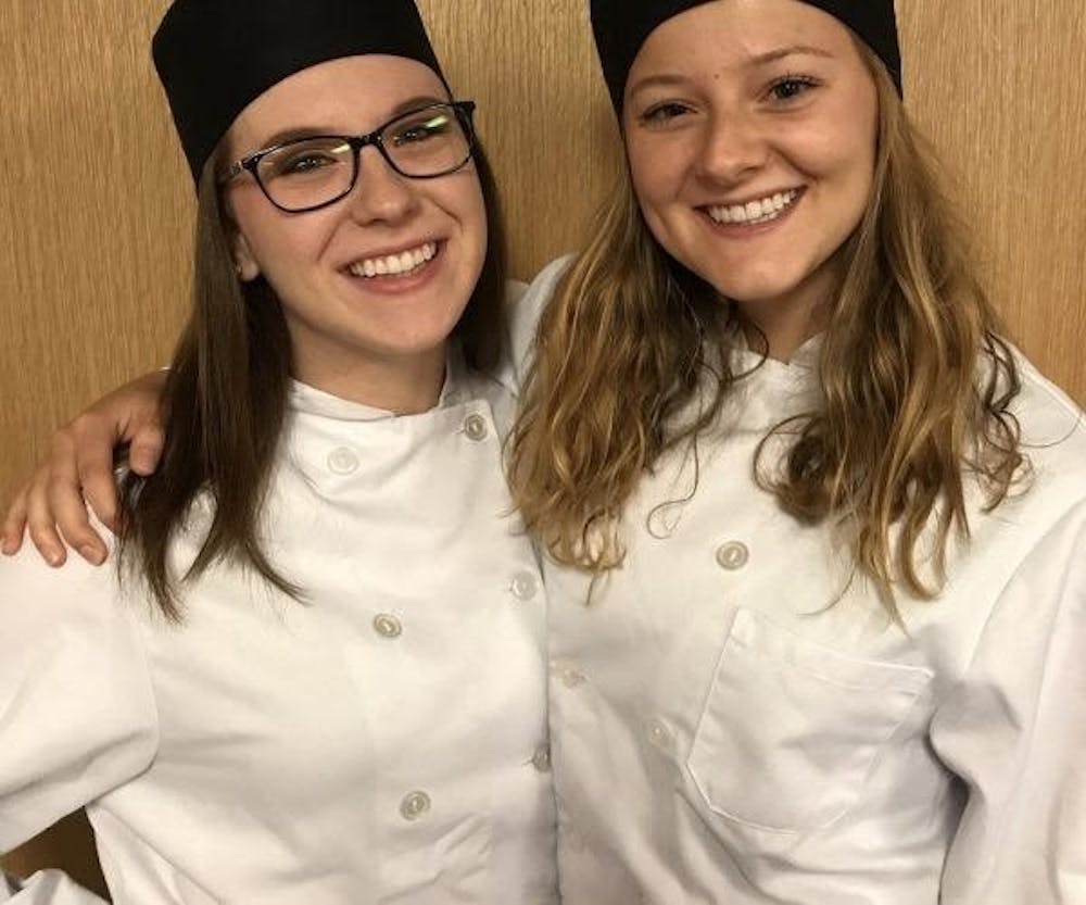 <p>(from left) Rachel Erdman and Carly Spirito smile for a portrait. The two senior dietetics majors will be serving a Jewis cuisine at the Ball State's student-run restaurant. Rachel Erdman, Photo Provided</p>