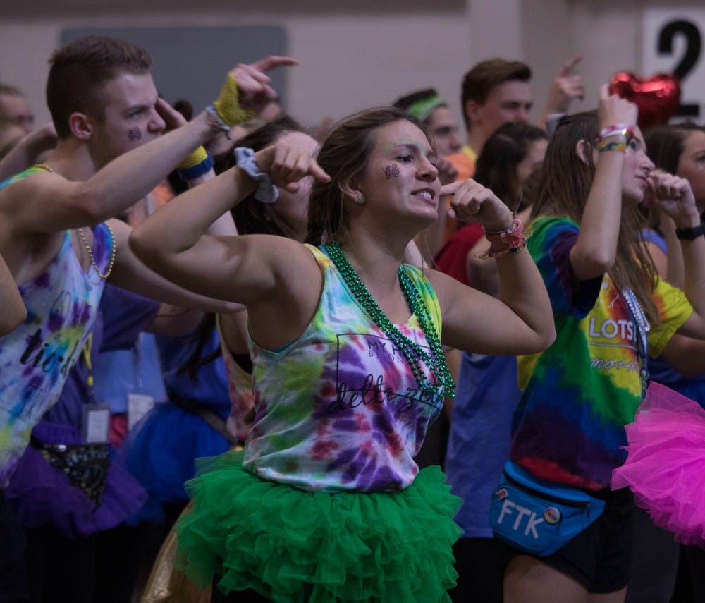 <p>The 11th annual Ball State Dance Marathon took place Feb. 17 in the Field and Sports Building. Participants raised $653,011.23 for Riley Hospital for Children to help fund the Magic Castle Cart — a program that delivers more than 20,000 gifts to patients, parents and siblings annually. <strong>Rebecca Slezak, DN</strong></p>