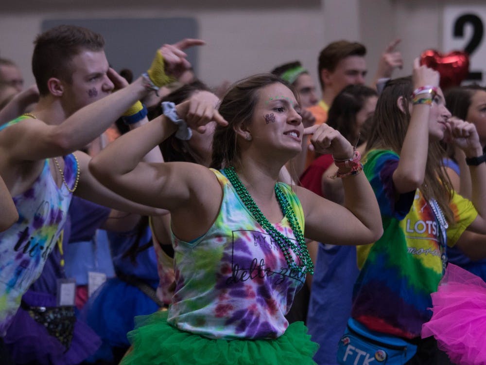 The 11th annual Ball State Dance Marathon took place Feb. 17 in the Field and Sports Building. Participants raised $653,011.23 for Riley Hospital for Children to help fund the Magic Castle Cart — a program that delivers more than 20,000 gifts to patients, parents and siblings annually. Rebecca Slezak, DN