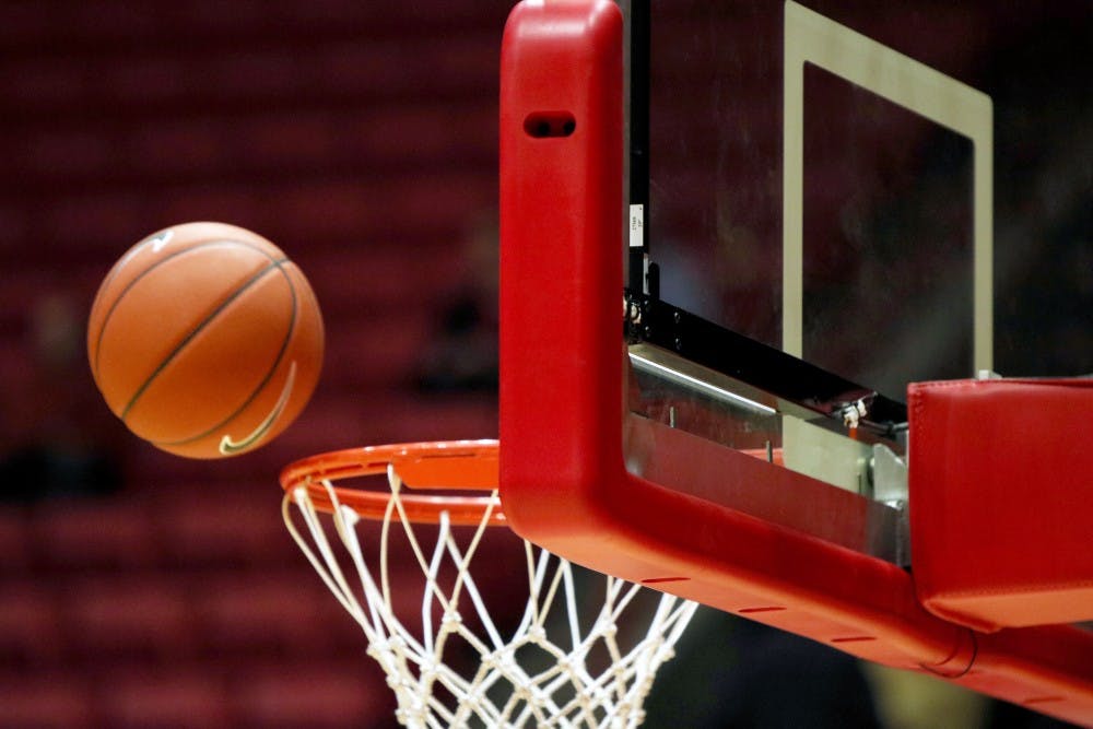 <p>The ball is shot at the Ball State vs Purdue Women's Basketball game Wednesday Nov. 7 at John E. Worthen Arena. The Boilermakers beat the Cardinals 80-38. <strong>Jacob Haberstroh,DN.</strong></p>