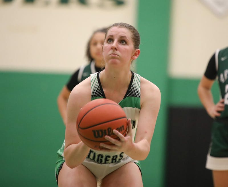 Yorktown junior Lilly Sylvester shoots a free throw Dec. 23, 2024 during a game against Pendleton Heights at Yorktown High School. Zach Carter, DN. 