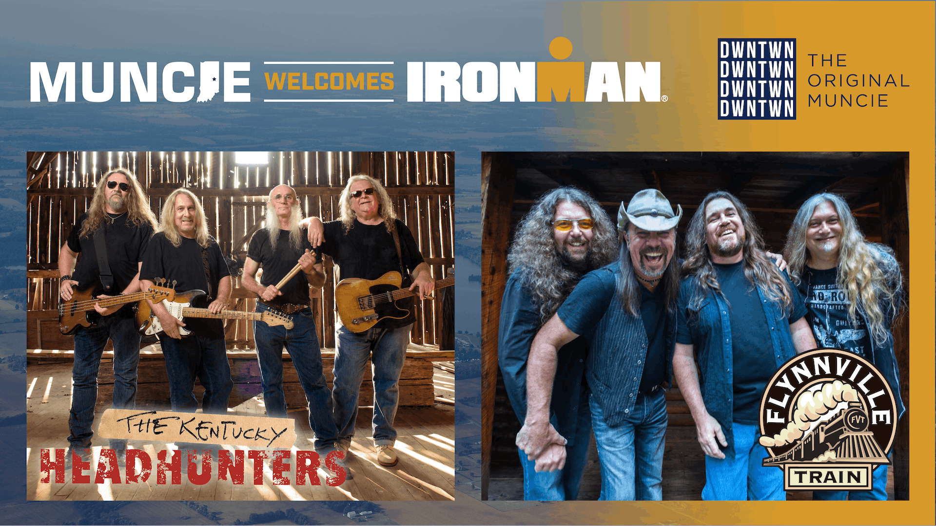 The Kentucky Headhunters and Flynnville Train Sept. 30 concert will kickoff Muncie&#x27;s Ironman weekend. Other events include extended hours for local businesses, the Ball State vs. Army football game and a celebration the day after the race. Melissa Jones, Photo Provided
