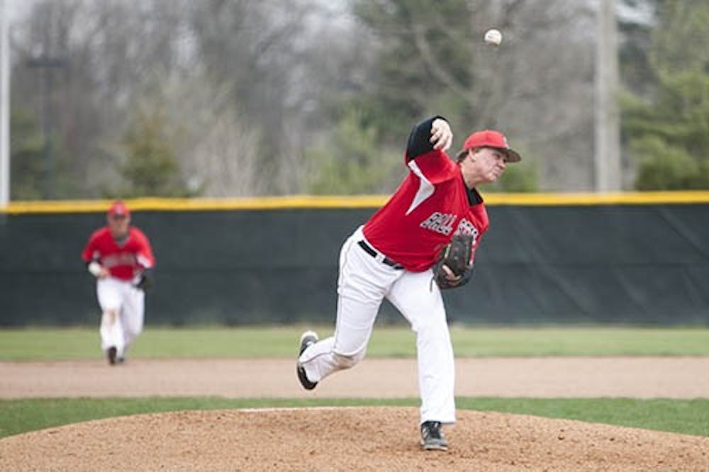 Scott Baker pitches in a weekend series against Central Michigan in April. Baker was the first recipient of the Gregg Olson award, which goes to a baseball player in Division One for outstanding breakout performance.  DN FILE PHOTO JORDAN HUFFER
