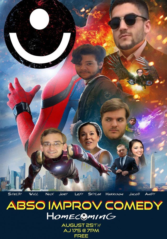 ABSO Improv Comedy Group’s first show of the year, “Homecoming,” will be held on Friday. The show will be at 7 p.m. on Aug. 25 in room 175 of the Art and Journalism Building. ABSO Homecoming Facebook // Photo Provided