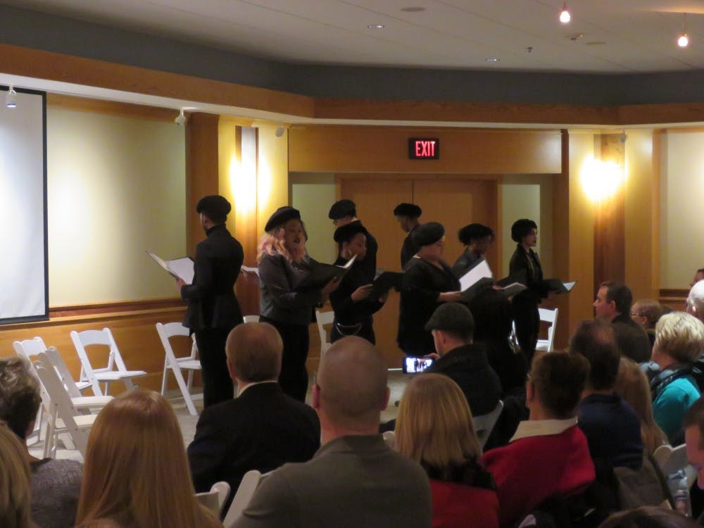 <p>Ball State's Ethnic Theatre Alliance puts up a performance for the Black History Month kick off event Feb. 2, 2019 at Minnetrista. The event organized by Martin Luther King Dream Team was attended by Ball State and Muncie community leaders. <strong>Rohith Rao, DN&nbsp;</strong></p>