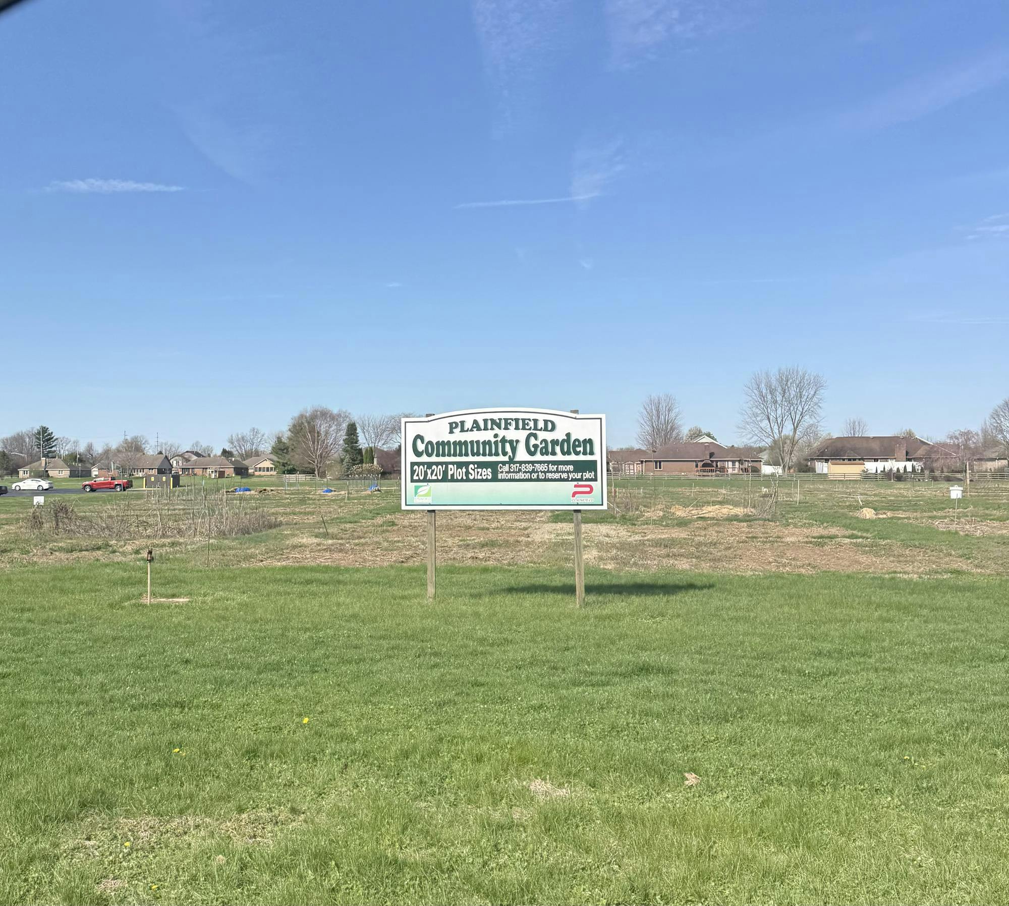 The outlines for the Plainfield Community Garden sits in Plainfield, Indiana. The garden is something that allows community members to come together and produce vegetables and fruit for donation.