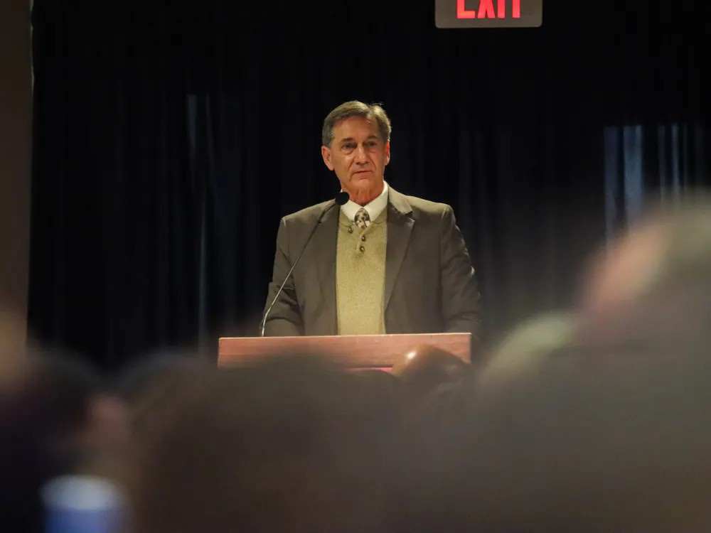 Mayor of Muncie Dan Ridenour speaks at a gathering to commemorate the life and contributions of Martin Luther King Jr. Jan. 15 at the L.A. Pittenger Student Center. The "MLK Breakfast" was the first event of 2024's Unity Week. Isaiah Wallace, DN