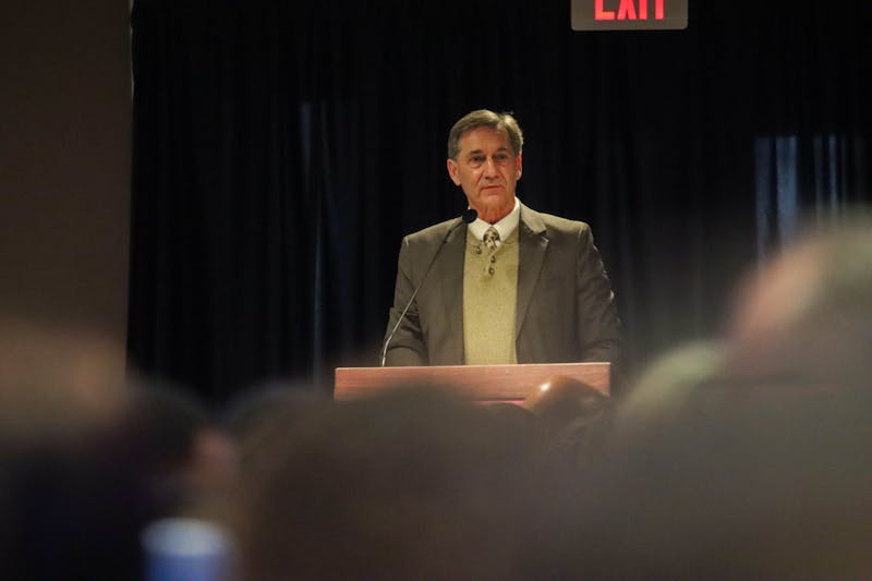 Mayor of Muncie Dan Ridenour speaks at a gathering to commemorate the life and contributions of Martin Luther King Jr. Jan. 15 at the L.A. Pittenger Student Center. The "MLK Breakfast" was the first event of 2024's Unity Week. Isaiah Wallace, DN