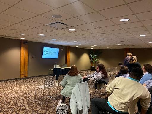 Members of the Ball State University Student Government Association wait to hear from the Elections Board Commissioner for more information on campaigning 