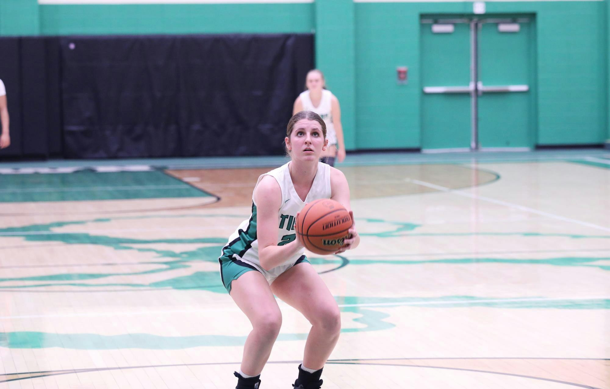 Yorktown sophomore small forward Lilly Sylvester shoots a free throw Nov. 14 at Yorktown High School. David Moore, DN.