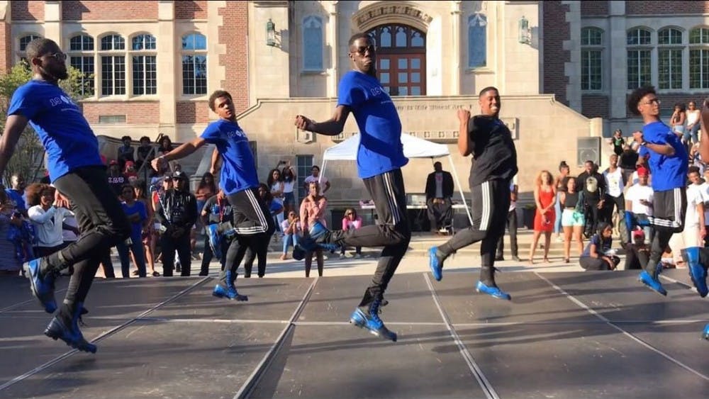 The Lambda Beta chapter of Phi Beta Fraternity, Inc. performing at the 2018 NPHC Yard Show Sept. 30, 2018, in the Quad. NPHC fraternities and sororities on campus are currently looking for dedication plots at Ball State. Connie Prater, Photo Provided