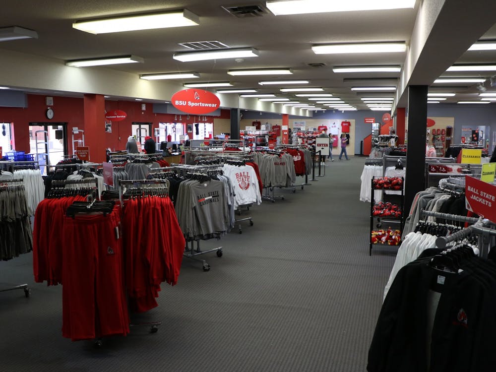 The new Cardinal Fanstore features merchandise in the old T.I.S. College Bookstore building Sept. 14. The Cardinal Fanstore specializes in selling Ball State-themed merchandise, making the Ball State Bookstore the only option for students to purchase books close to campus. Rylan Capper, DN
