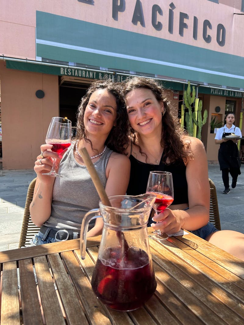 Senior Estel Puiggros (left) and senior Annie Rauch (right) pose for a photo summer 2023 in Spain. Puiggros and Rauch have been roommates and friends since their freshman year. Annie Rauch, Photo Provided 
