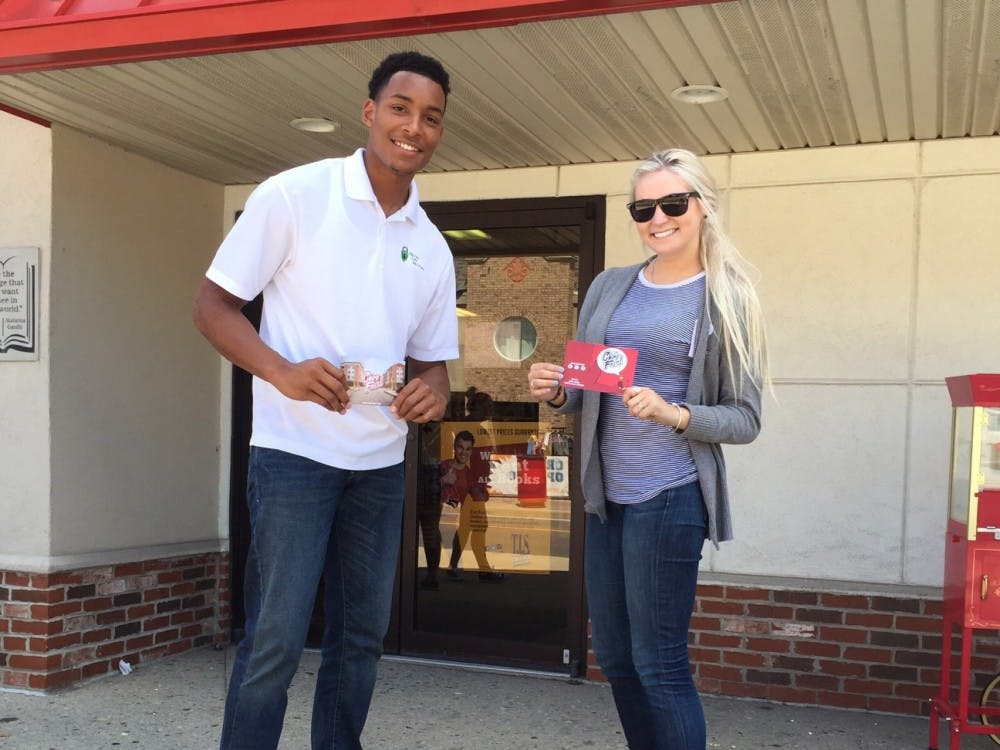 Chirpfest owner, Chris Cammack, poses on a Skywalker with Chirpfest promo model, Alexa Munger. PHOTO BY CHIRPFEST.