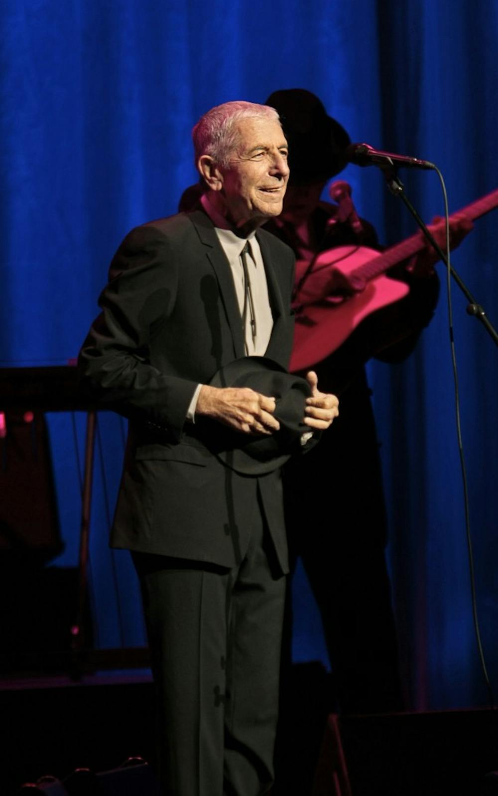 Leonard Cohen performs at the Beacon Theater in New York on February 19, 2009. Cohen, a singer-songwriter whose literary sensibility and elegant dissections of desire made him one of popular music's most influential and admired figures, died on Thursday, Nov. 10, 2016, at 82. (Carolyn Cole/Los Angeles Times/TNS)