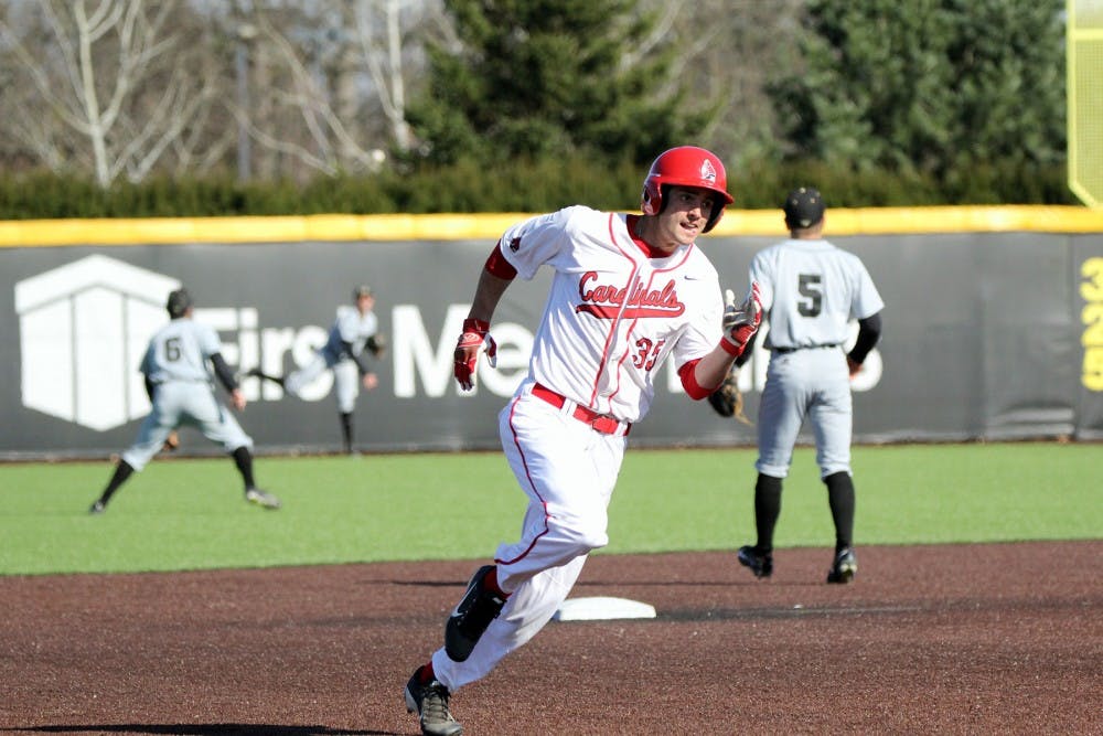 Right fielder Matt Eppers runs to third in the fifth inning during the Cardinals’ game against Purdue on March 22 at Ball Diamond. Ball State lost 16-4. Paige Grider // DN