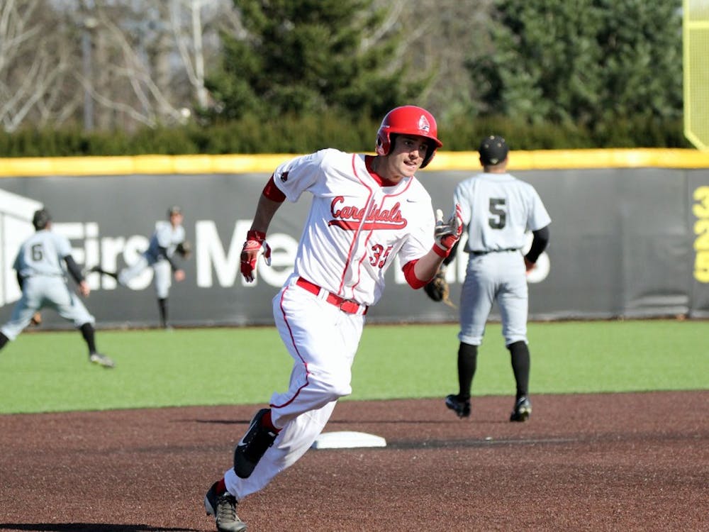 Right fielder Matt Eppers runs to third in the fifth inning during the Cardinals’ game against Purdue on March 22 at Ball Diamond. Ball State lost 16-4. Paige Grider // DN
