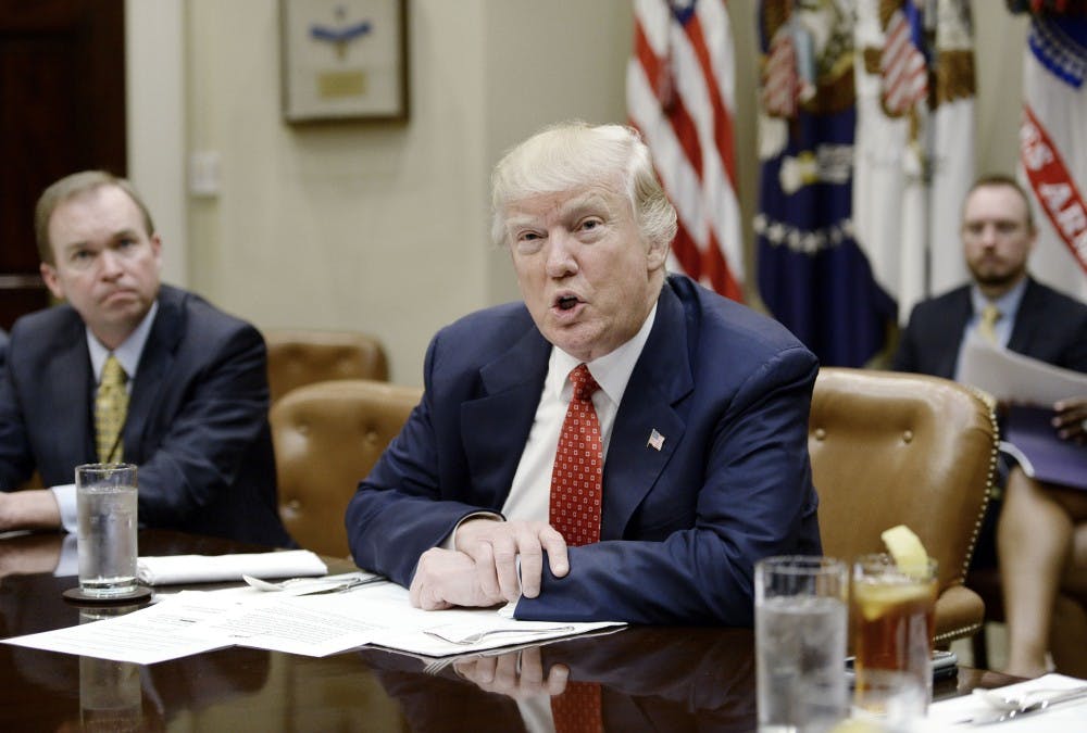 U.S. President Donald Trump discusses the Federal budget over lunch in the Roosevelt Room of the White House on Feb. 22, 2017 in Washington, D.C .(Olivier Douliery/Abaca Press/TNS) 