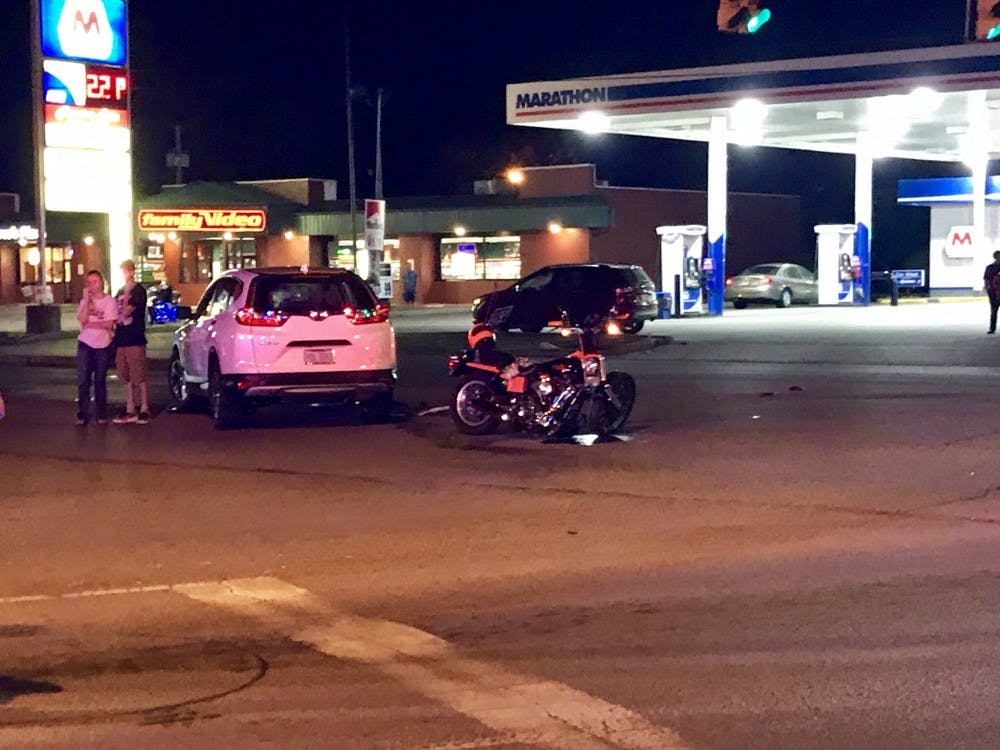 Motorcycle involved in an accident at Bethel and Tillotson avenues