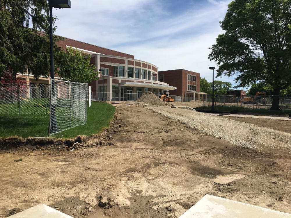 <p>The current state of Emens South Lawn which will undergo a $1.6 million renovation set to be completed by fall. Michelle Kaufman // DN</p>