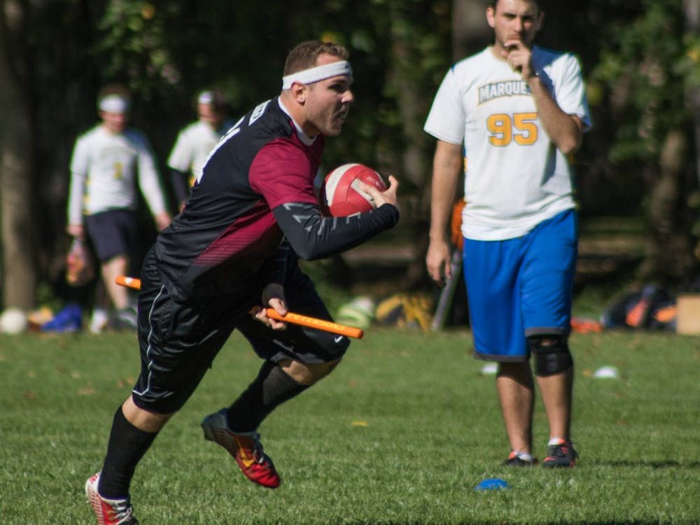 The Ball State University Quidditch team beat Miami University 130-90 during the annual Ball Brothers Brawl 3.0 at Morrow's Meadow Park in Yorktown. Sixteen teams from surrounding colleges participated in the tournament. Reagan Allen // DN