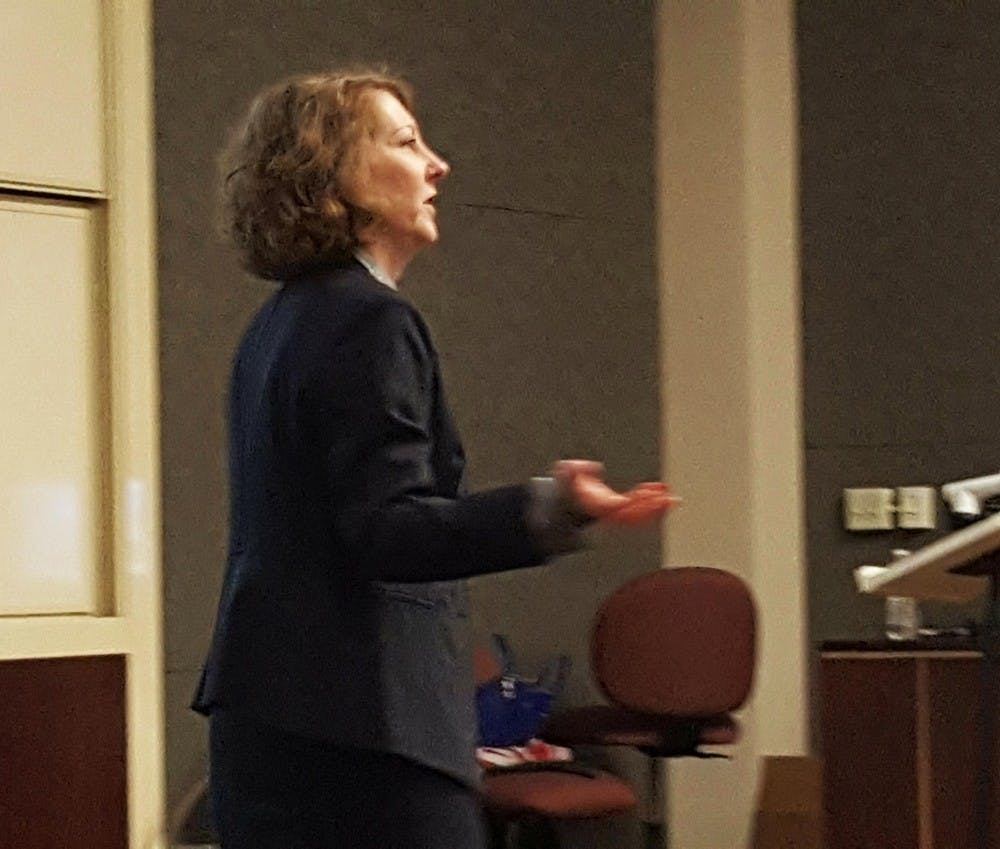 CCIM dean candidate shares ideas for the college with faculty, staff and students in the Art and Journalism building March 27. Sara Barker, DN